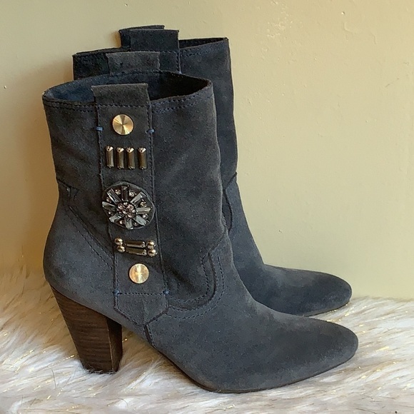Nicole Abstract grey suede leather boots shoes 8M - Picture 1 of 12